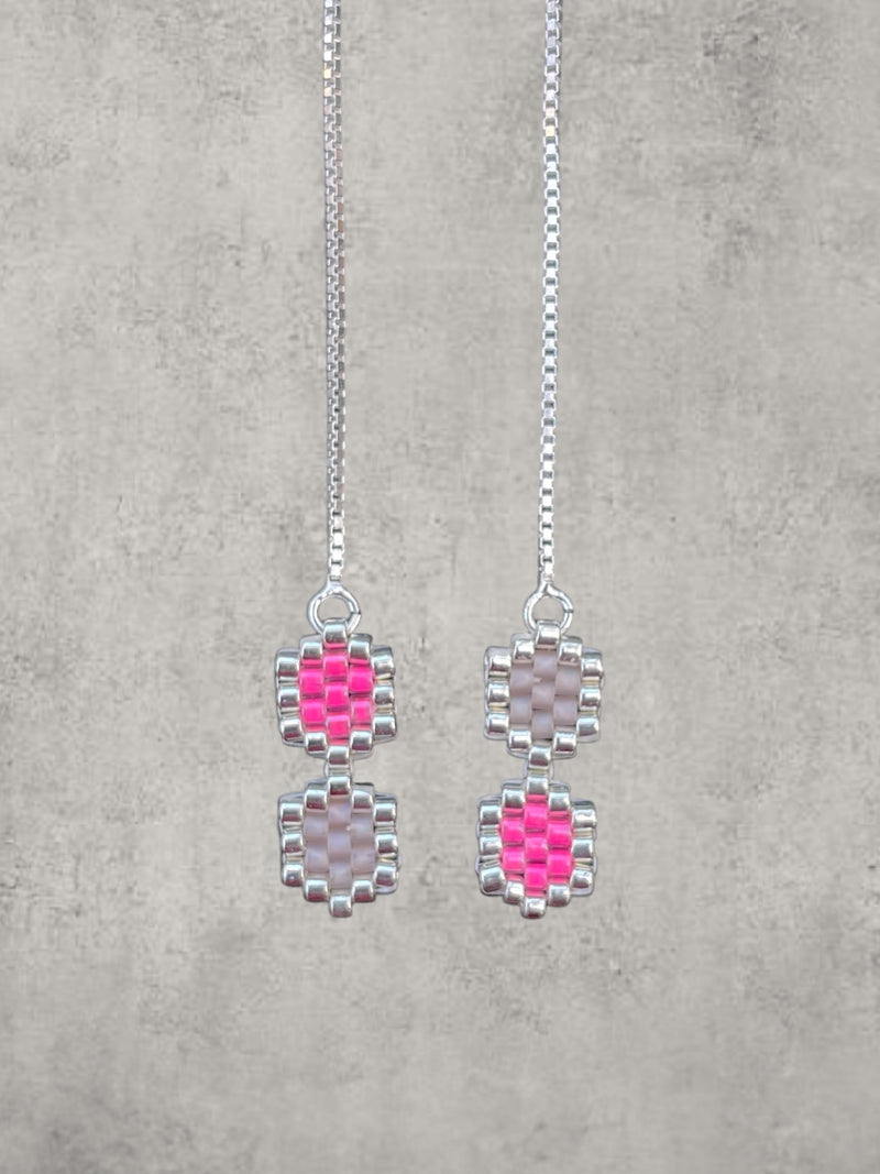 Øreringe - CLEO - Sølv, Pink & Rosa Pastel