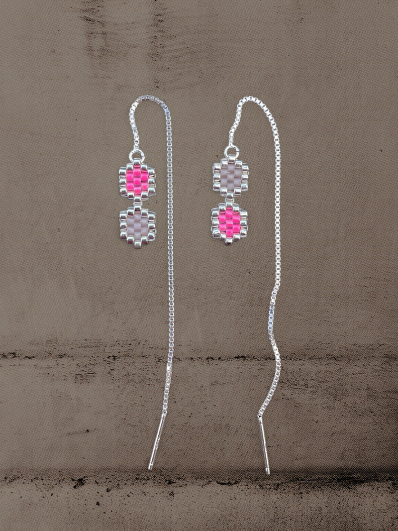 Øreringe - CLEO - Sølv, Pink & Rosa Pastel