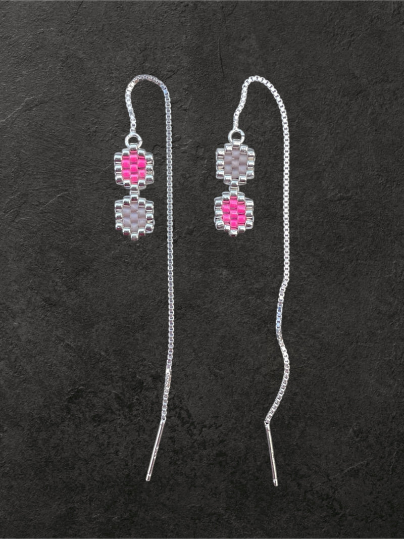 Øreringe - CLEO - Sølv, Pink & Rosa Pastel