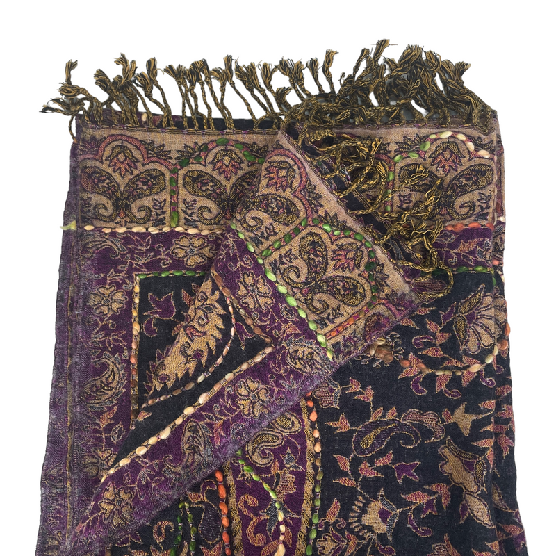 Tørklæde, Uld & Håndbroderet (70x200 cm) * No 2