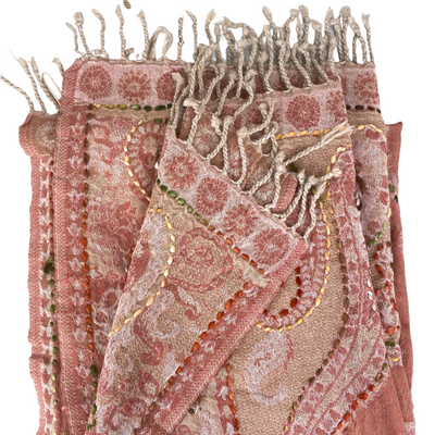 Tørklæde, Uld & Håndbroderet (70x200 cm) * No 4